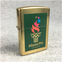 ATLANTA 1996 OLYMPICS TORCH LOGO Polished Brass Lighter & Keychain Set (Zippo, 1995)  