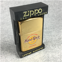HARD ROCK CAFE HOLLYWOOD Polished Brass Lighter (Zippo, 1996)
