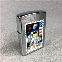 FIRST MOON LANDING 29 CENT USPS STAMP Polished Chrome Lighter (Zippo, 1997)