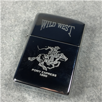 WILD WEST PONY EXPRESS Laser Engraved Polished Chrome Lighter (Zippo, 1994)