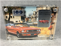 FORD 100 YEARS 1964 1/2 MUSTANG Brushed Chrome Lighter in Lucite Display (Zippo, #20388, 2002)  