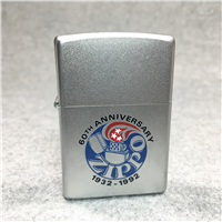 ZIPPO 1932-1992 60TH ANNIVERSARY Satin Chrome Lighter (Zippo 205, 2001) SEALED