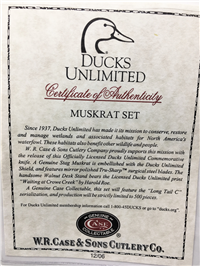 2007 CASE XX USA MUSKRAT Ltd Ed *Ducks Unlimited* Stag Muskrat , Desk Stand, COA