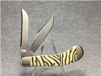 2005 CASE XX TB62110 SS Tony Bose Laser-Etched Zebra Natural Bone Small Saddlehorn Knife