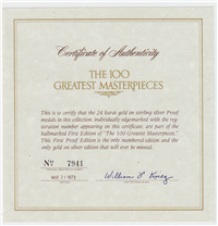The 100 Greatest Masterpieces Medals Collection    (Franklin Mint, 1973)