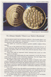 Franklin Mint  Bicentennial Medal (Bronze)