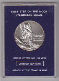 The First Step on the Moon Eyewitness Medal (Franklin Mint, 1969)