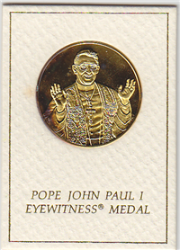 Franklin Mint  Pope John Paul I Eyewitness Medal (24KT GP)