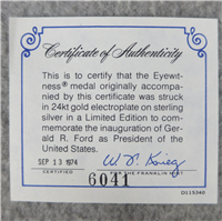 President Gerald Ford Inaugural Eyewitness Silver Medal (Franklin Mint, 1974)