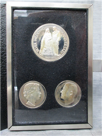 Royal Silver Wedding Anniversary Commemorative Medal 3 Coin Set (Franklin Mint, 1972)