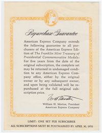 The American Express Treasury Of Presidential Commemorative Medals Collection  (Franklin Mint, 1975)