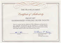 United States Bankmarked Bank Ingots Collection  (Franklin Mint)