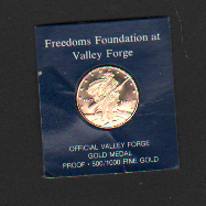 The Freedoms Foundation Official Valley Forge Gold Medal  (Franklin Mint, 1975)