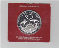 BAHAMAS ISLANDS 1973  $2 Two Dollars    Silver Coin KM 23