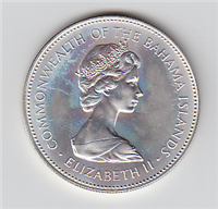 BAHAMAS ISLANDS 1974  $2 Two Dollars  Silver Coin KM 66a