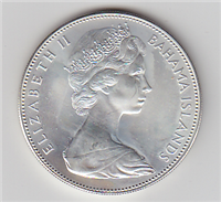 BAHAMAS ISLANDS 1970  $5 Five Dollars    Silver Coin KM 10