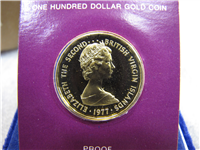 BRITISH VIRGIN ISLANDS $100 Gold Coin (Franklin Mint, 1977)