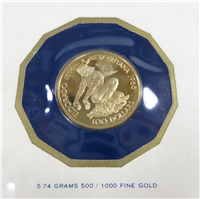(KM-46) GUYANA 1976 Gold $100 Proof Coin in First Day of Minting Sealed Cachet 