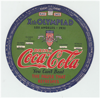 Coca-Cola 1932 Olympics Xth Olympiad Los Angeles 5-1/2" Event Calendar Spinner 