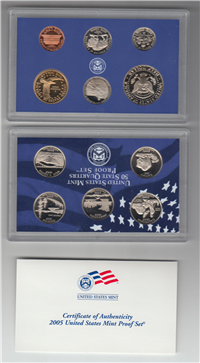 USA  11 Coins 50 State Quarters Proof Set  (US Mint, 2005)