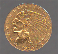 USA 1929  $2.50 Gold Indian Head    