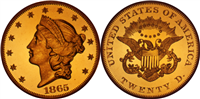 1865  $20 Gold Liberty Head    