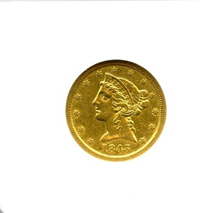 1845O  $5 Gold Liberty Head    