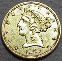 1907D  $5 Gold Liberty Head    