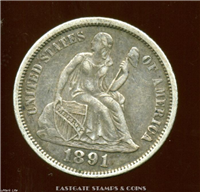 USA 1891  Seated Liberty Dime    