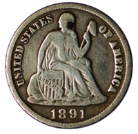 USA 1891S  Seated Liberty Dime    