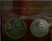 COOK ISLANDS 1974  2-Coin Silver Proof Set   KM PS7