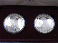 2 Coins Olympic 90% Silver Dollar Proof Set in Box with COA    (US Mint, 1983, 1984)