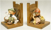 HUMMEL Chick Girl and Playmates Boy w/ Bunnies #61A & #61B Figurine Bookends