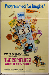 THE COMPUTER WORE TENNIS SHOES   Re-Release American One Sheet   (Buena Vista (Disney), 1970)