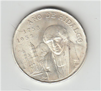 5 Cinco Pesos Ano de Hidalgo 200th Anniversary Silver Coin  (Mexico, 1953)