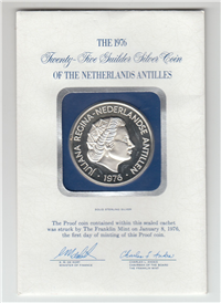 NETHERLANDS ANTILLES 1976 25 Gulden Silver Proof Coin