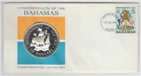 Bahamas Independence Day July 10, 1973 Commemorative $10 Coin and Cachet  (Franklin Mint, 1973)