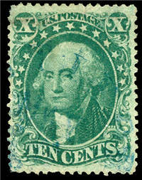 (Scott 31)  USA 1857 10&#162; George Washington (green, type I)