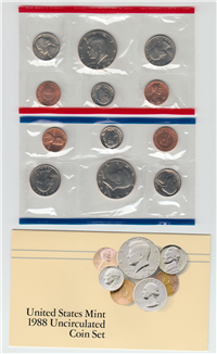 USA 10 Coins Uncirculated Mint Set with COA  (US Mint, 1988)