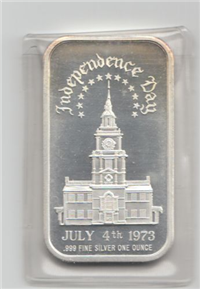 Independence Day July 4 1973 Silver Ingot  (Hamilton Mint, 1973)