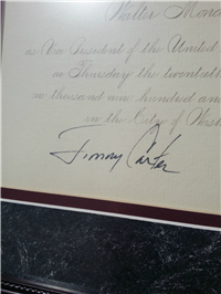 Jimmy Carter Deluxe Framed Signed Inaugural Invitation, Engraved Photo & Official Bronze Medal