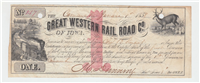 1858 $1 Great Western Rail Road Co of Iowa