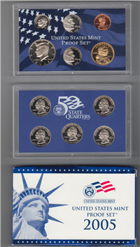 USA  11 Coins 50 State Quarters Proof Set  (US Mint, 2005)